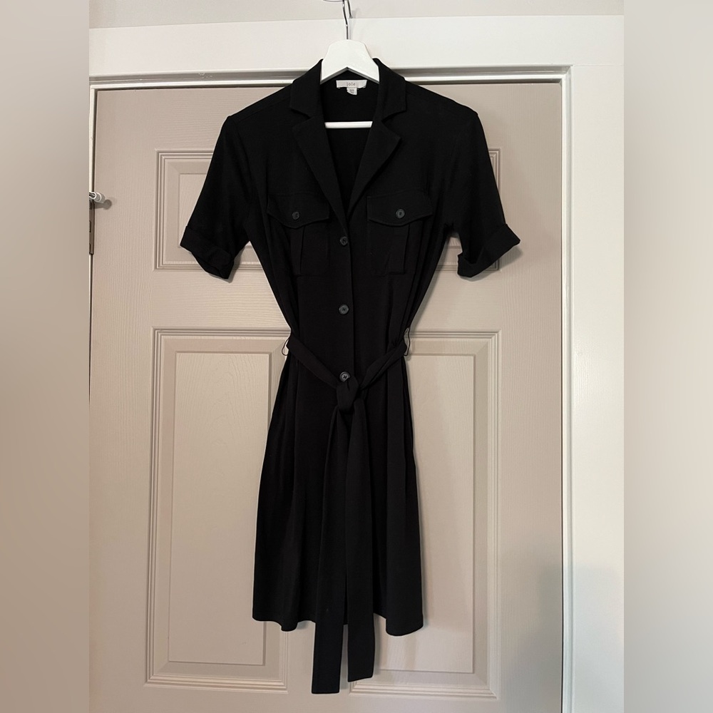 Joie Jadallah Utility Belted Button Front Dress in black